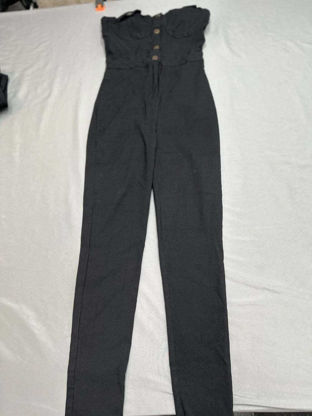 Haute Monde Black Strapless Denim Jumpsuit